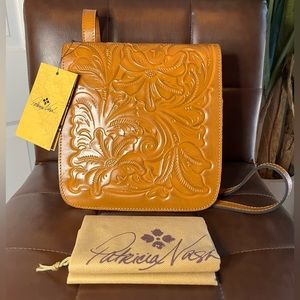 Patricia Nash Leather Cognac Tooled Crossbody
